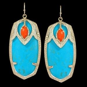 Kendra Scott Darby Gold Statement Earrings in Turquoise & Orange